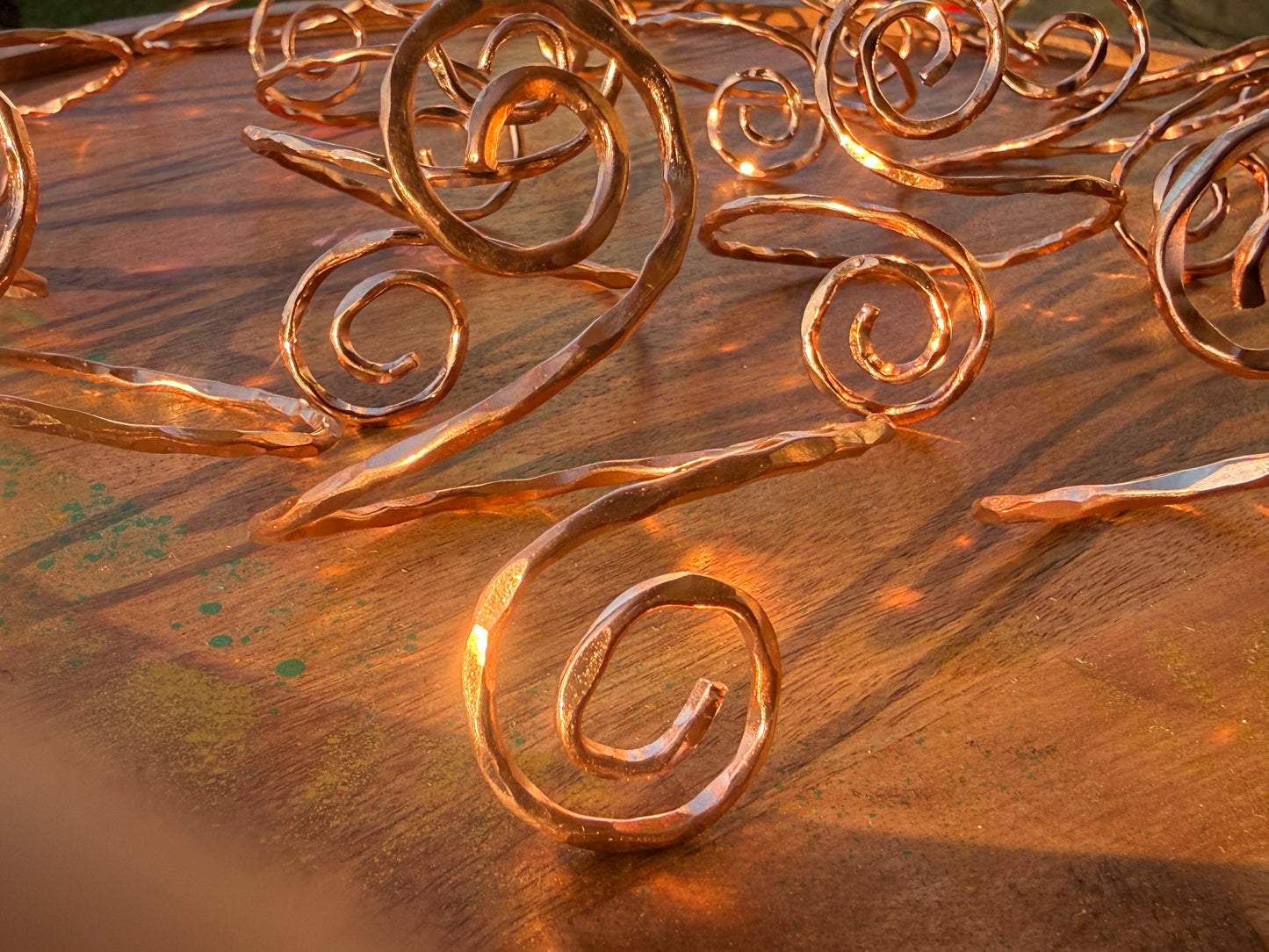Handcrafted Spiral Copper Bangle/Cuff