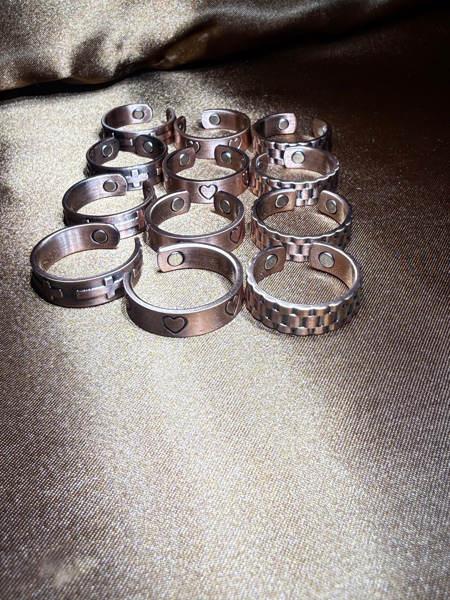 Pure Copper Magnetic Cross Unisex Ring