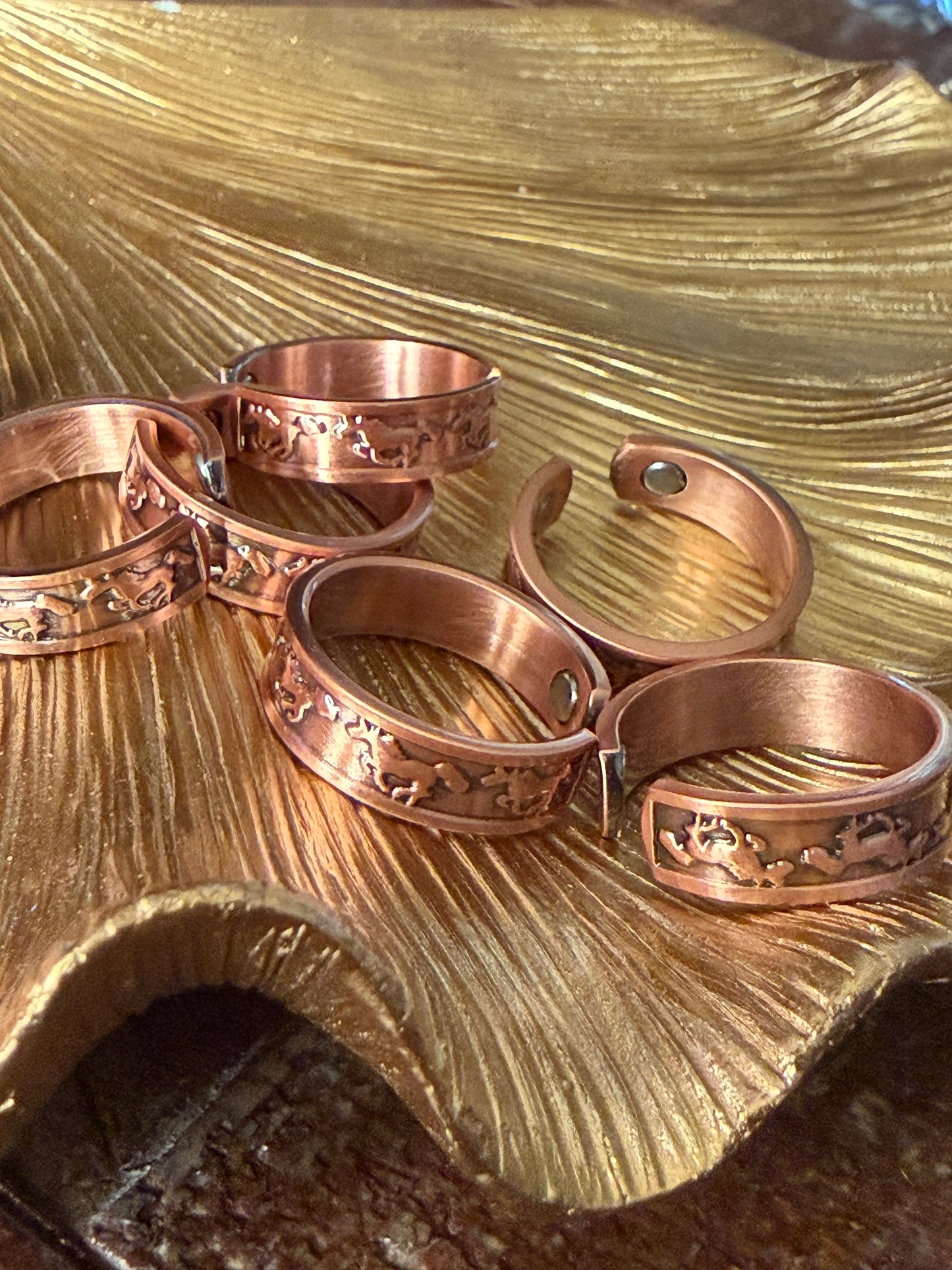 Pure Copper Magnetic Horse Unisex Ring