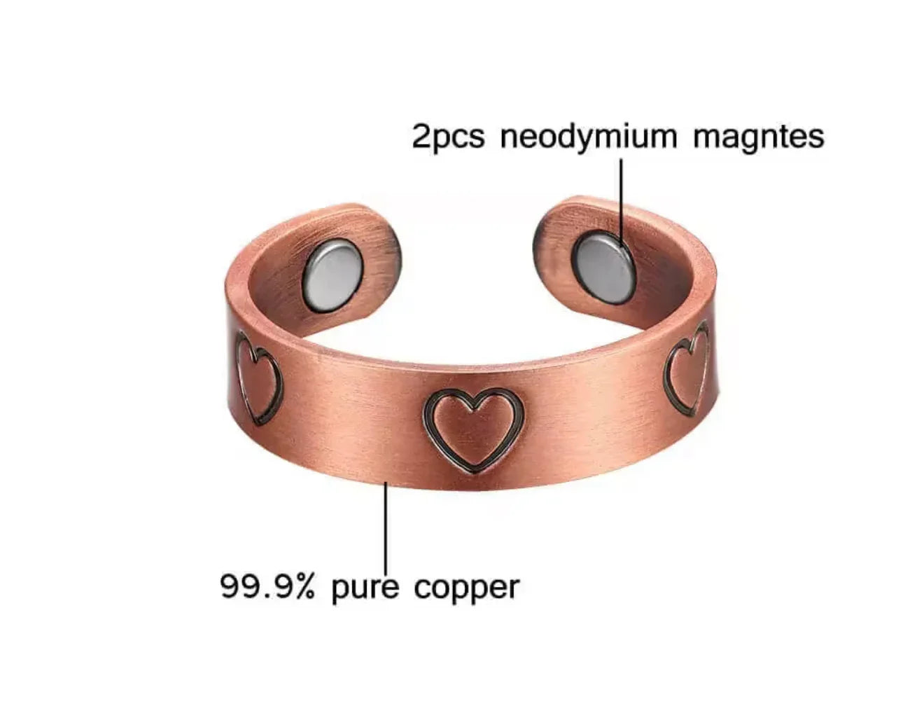Pure Copper Magnetic Heart Unisex Ring
