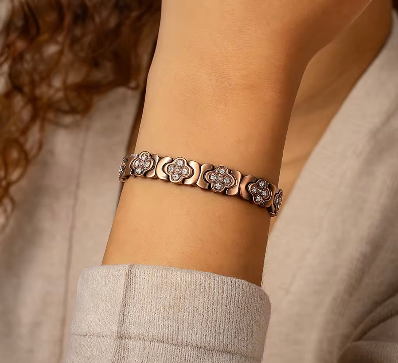 Extravagance Copper Royal Leaf Bracelet