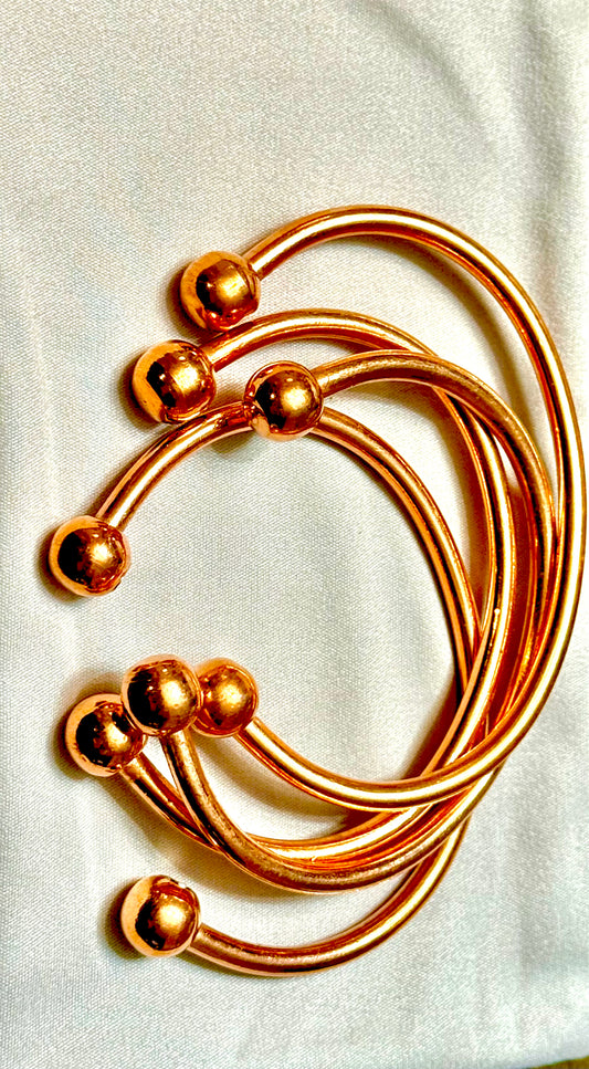 Authentic Wide Thick Copper Magnetic Bangles Stack(Set of 4)