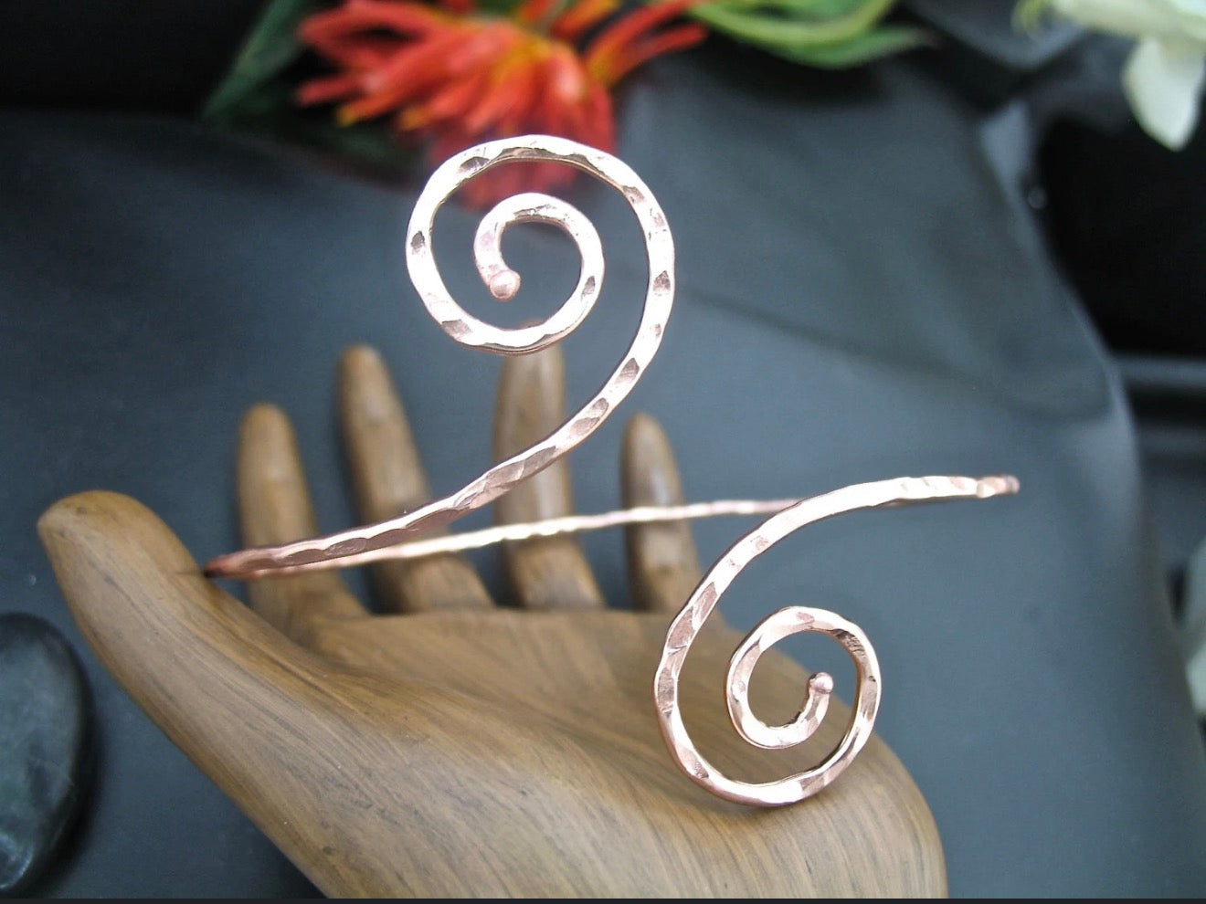 Handcrafted Spiral Copper Bangle/Cuff