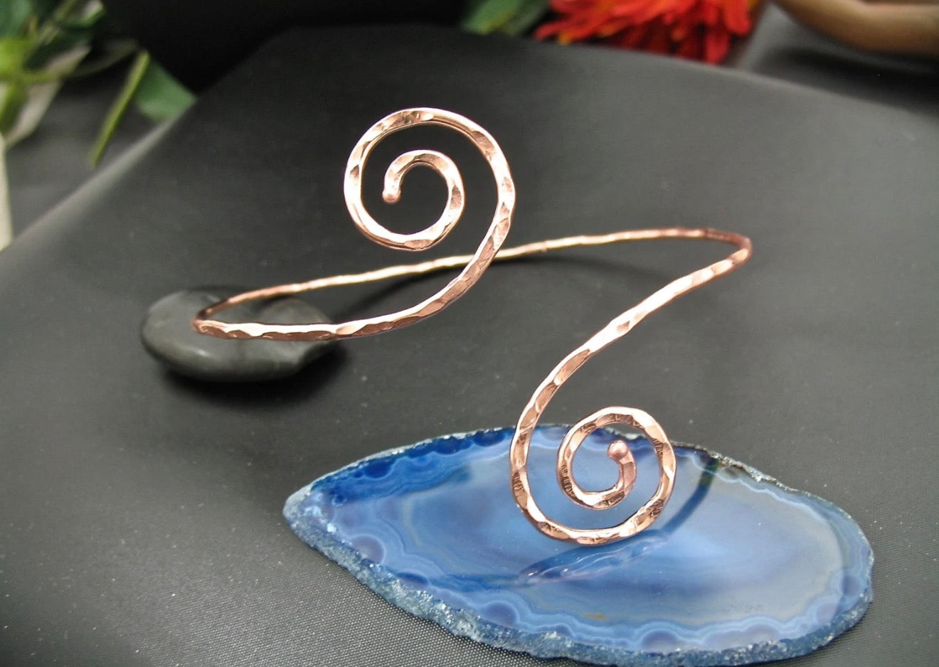 Handcrafted Spiral Copper Bangle/Cuff
