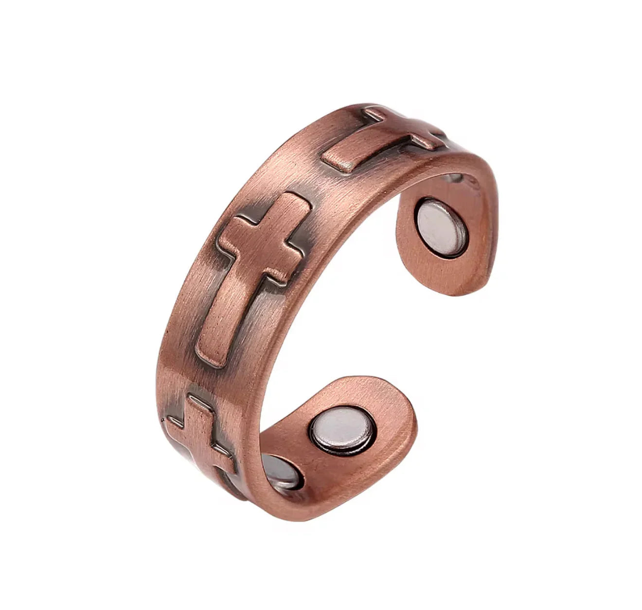 Pure Copper Magnetic Cross Unisex Ring