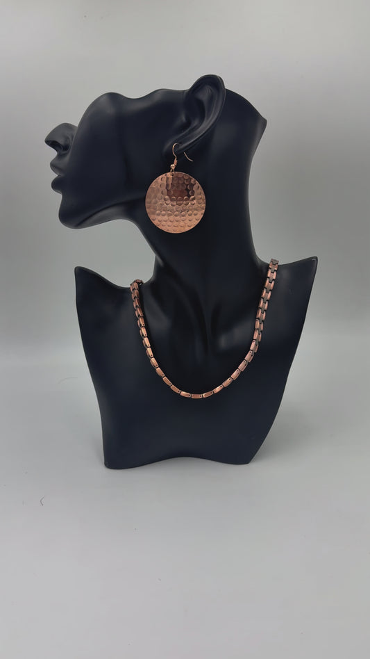 Magnetic Copper Necklace & Earrings Combo